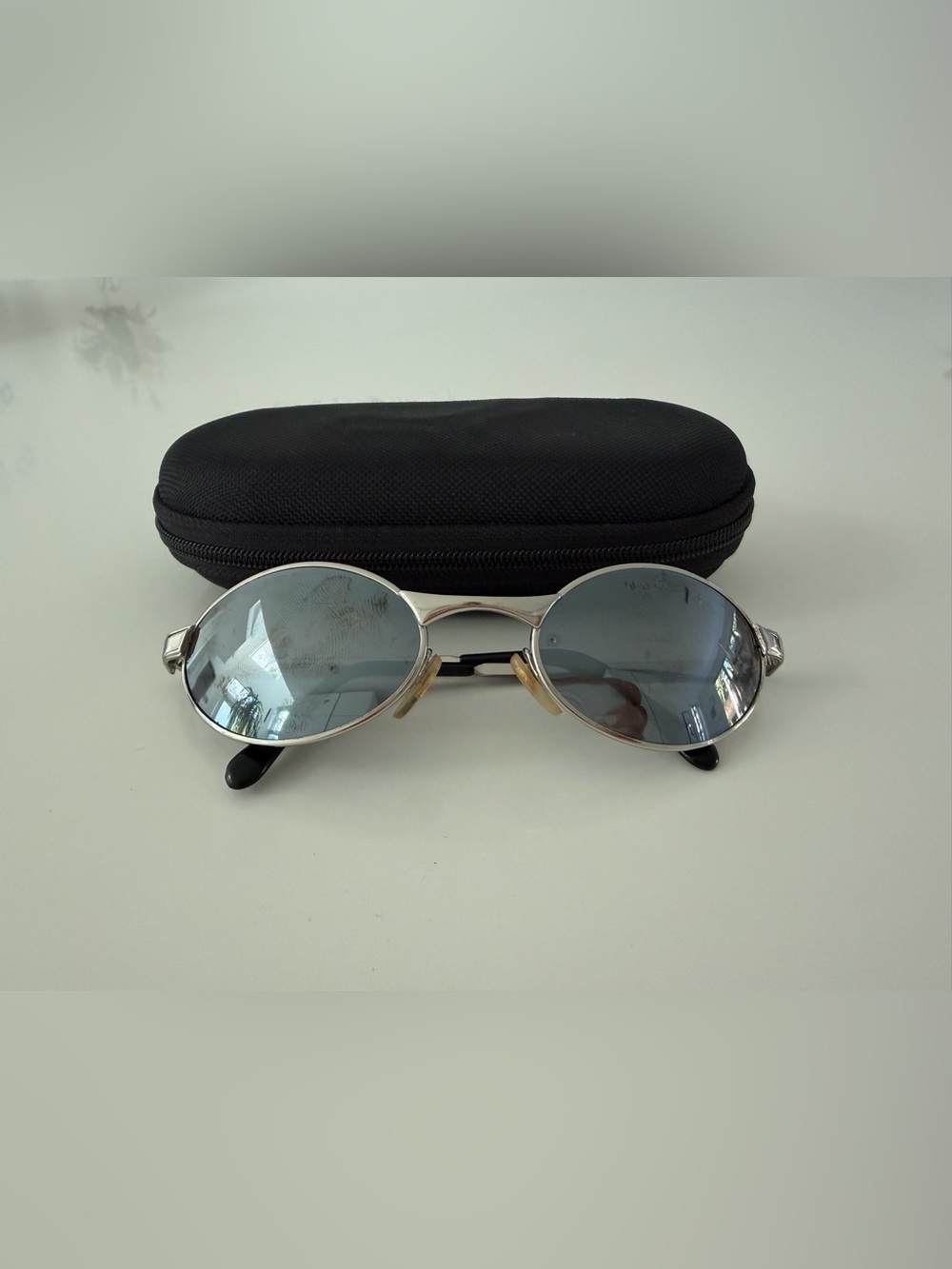Polarized NEW Oval Metal Euro Sunglasses in Silver with Case